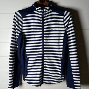L-RL ACTIVE Ralph Lauren Women's Navy & White Stripe Nautical Jacket Sz Large